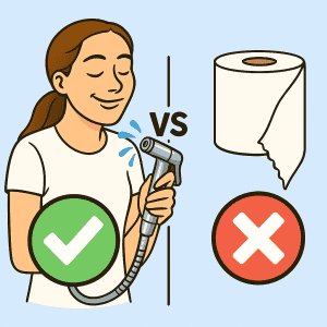 douchette WC vs papier toilette